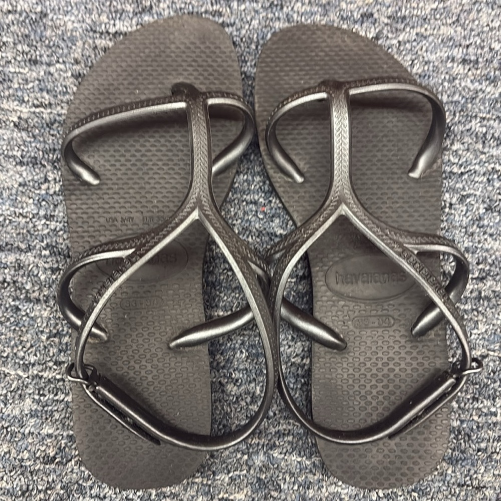 Havaianas Black Sandals, Size 3/4 Y, Euro 35/36